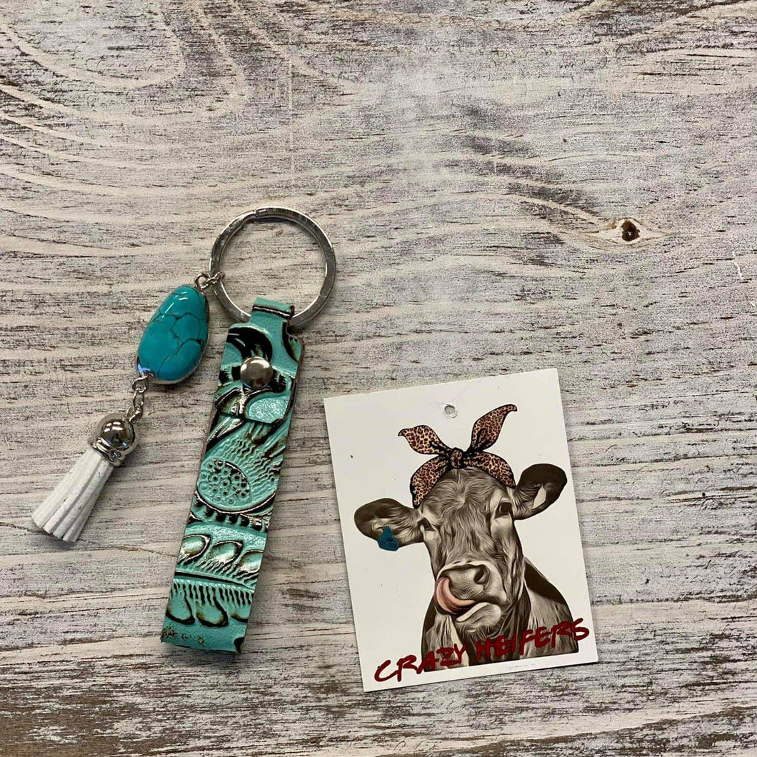 Tooled Leather Keychain