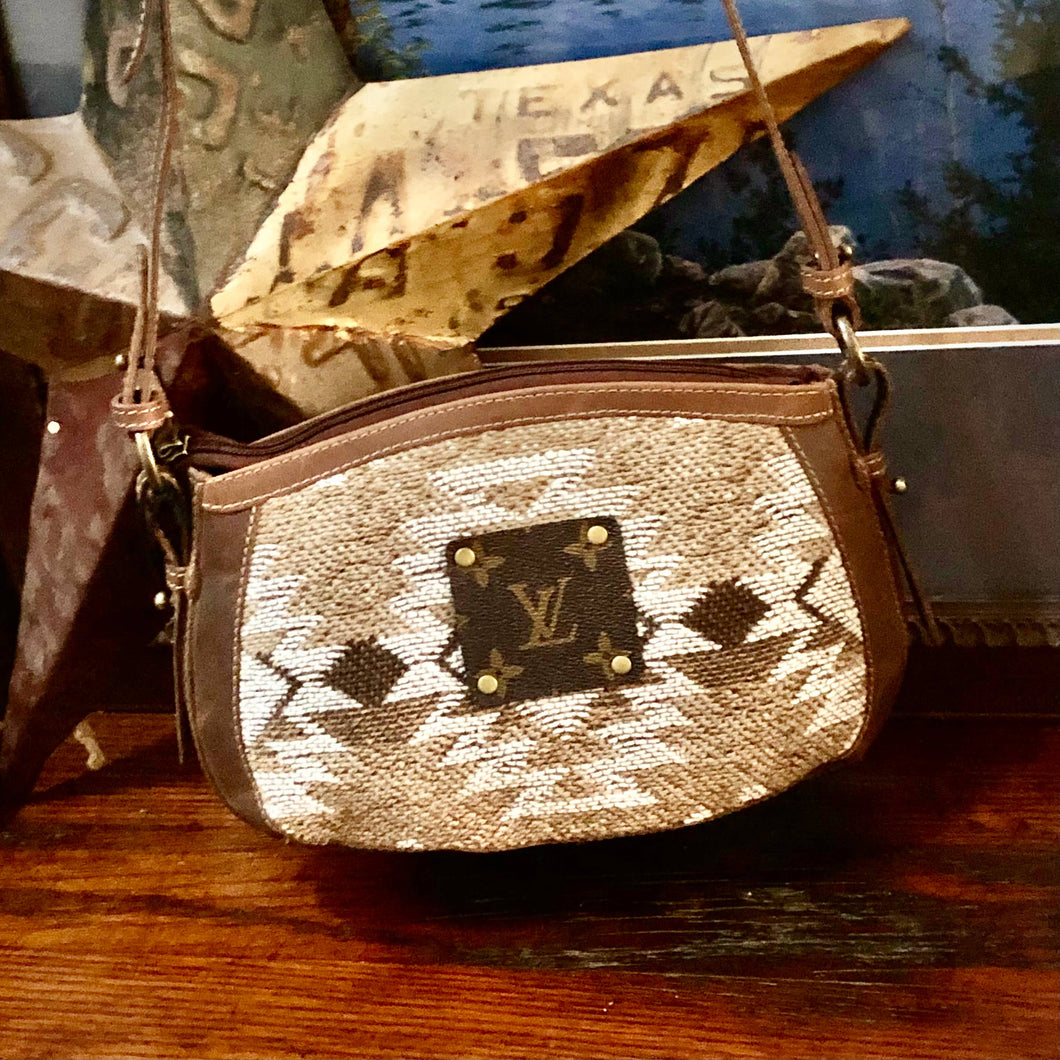 Upcycled LV Leather Crossbody Bag Western Boho