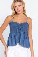 ',...._ SI-22897 FITTED SMOCKED w/FRONT RUCHED TENCEL CAMI